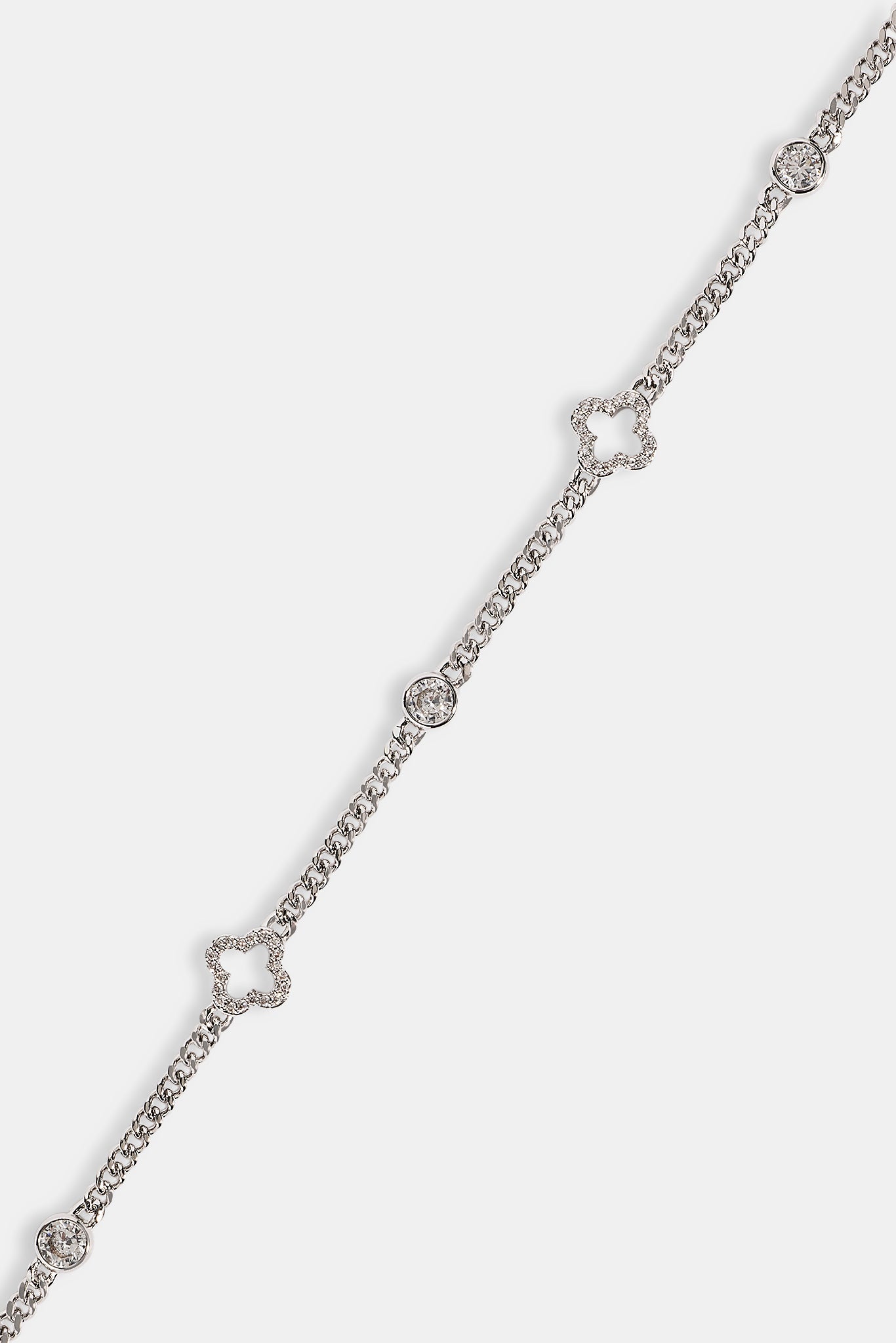 Iced Motif Outline & Gemstone Micro Cuban Bracelet - 2.5mm - White