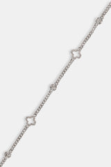 Iced Motif Outline & Gemstone Micro Cuban Bracelet - 2.5mm - White