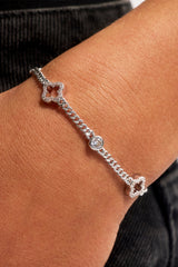 Iced Motif Outline & Gemstone Micro Cuban Bracelet - 2.5mm - White