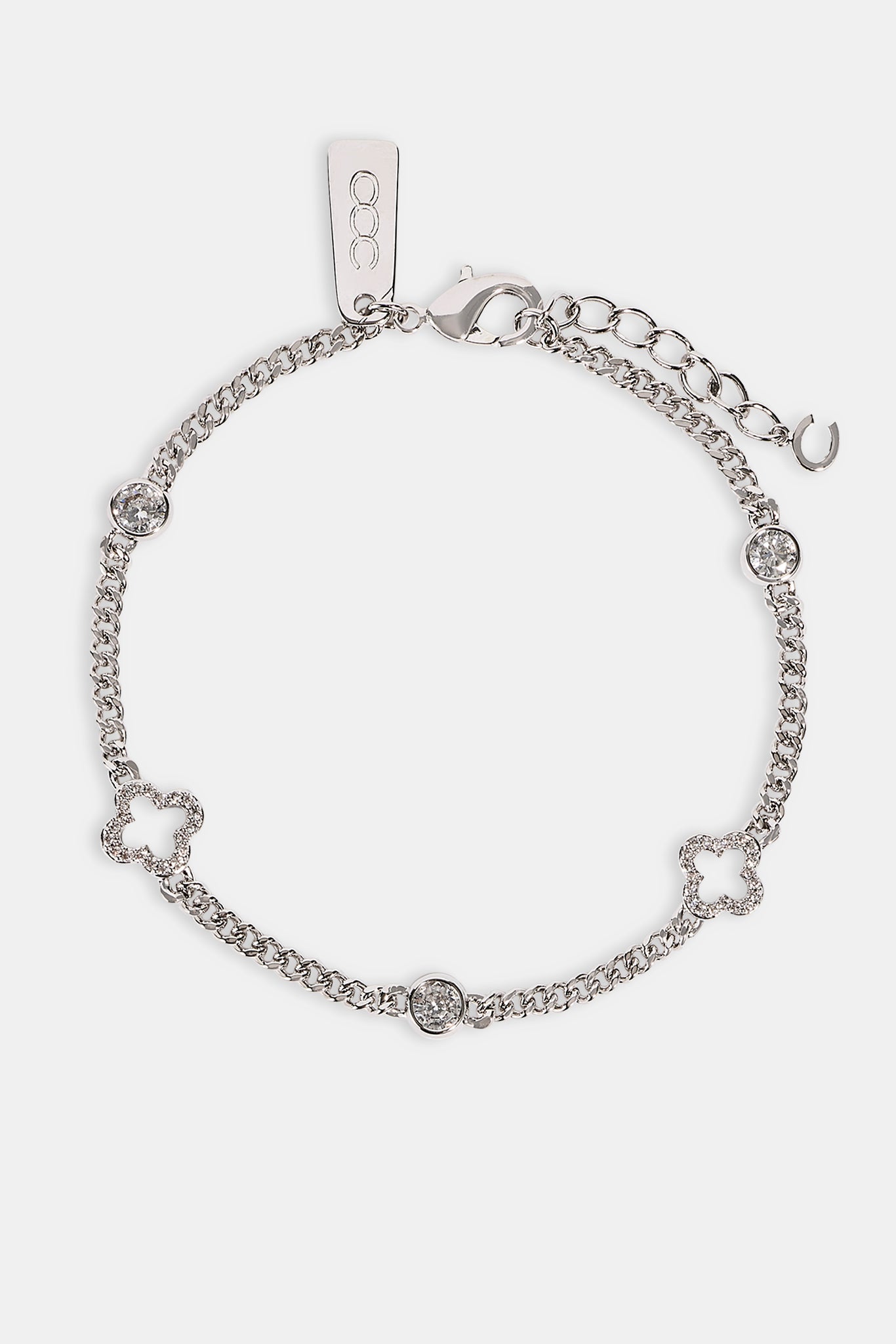 Iced Motif Outline & Gemstone Micro Cuban Bracelet - 2.5mm - White