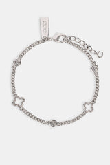 Iced Motif Outline & Gemstone Micro Cuban Bracelet - 2.5mm - White