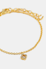 Iced Motif Outline Micro Bracelet - 6mm - Gold