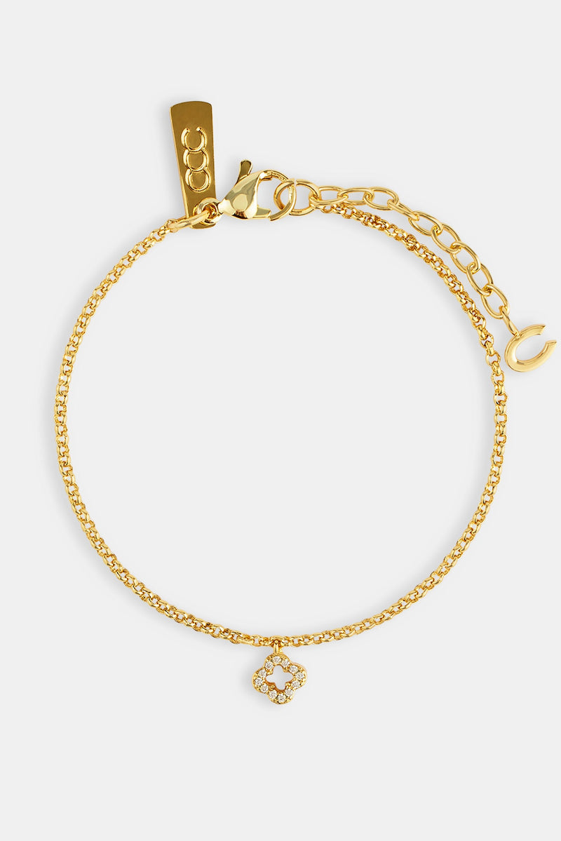 Iced Motif Outline Micro Bracelet - 6mm - Gold