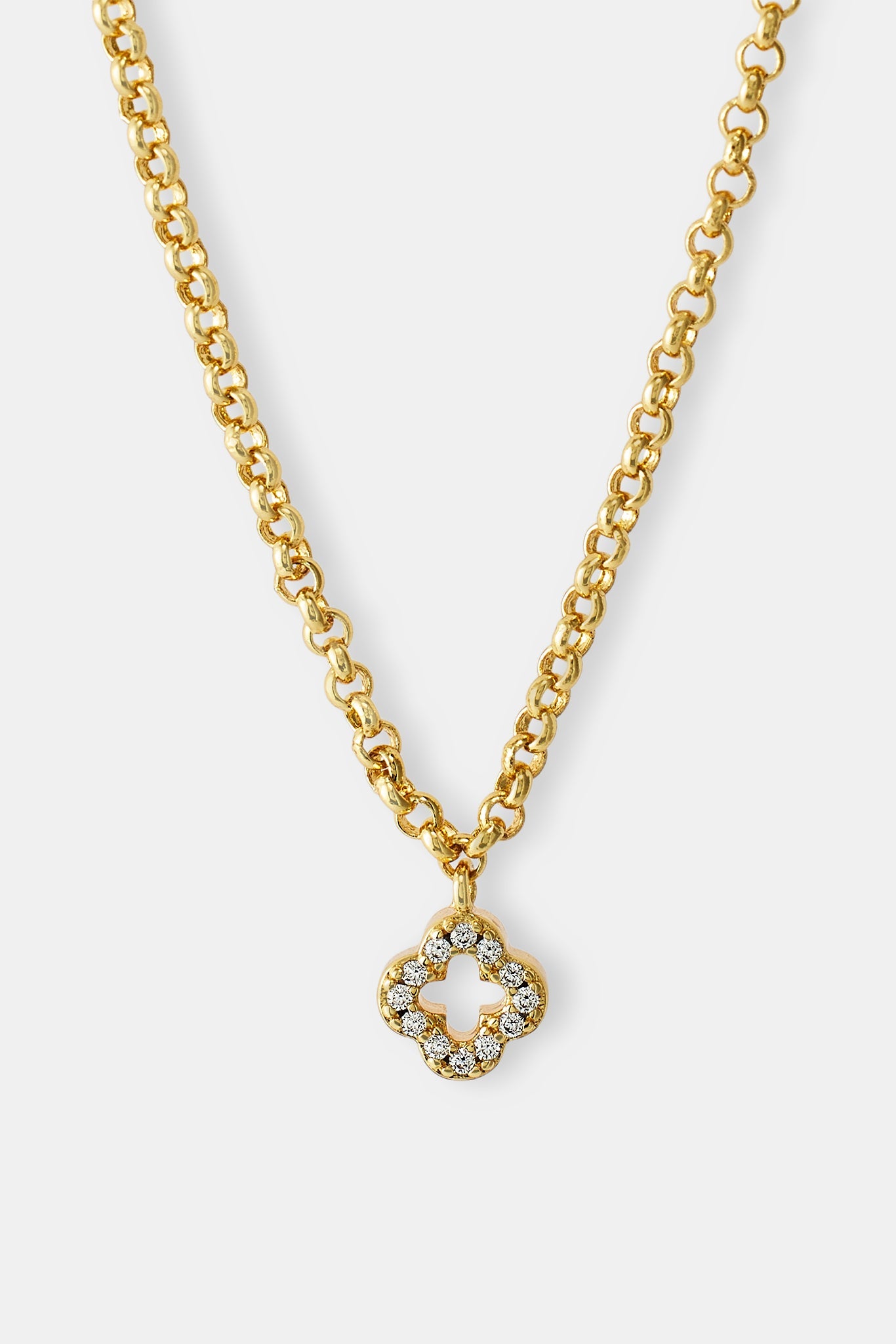 Iced Motif Outline Micro Necklace - 6mm - Gold