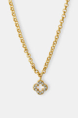 Iced Motif Outline Micro Necklace - 6mm - Gold