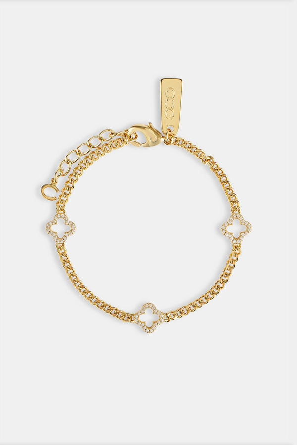 Iced Motif Outline Micro Cuban Bracelet - 2.5mm