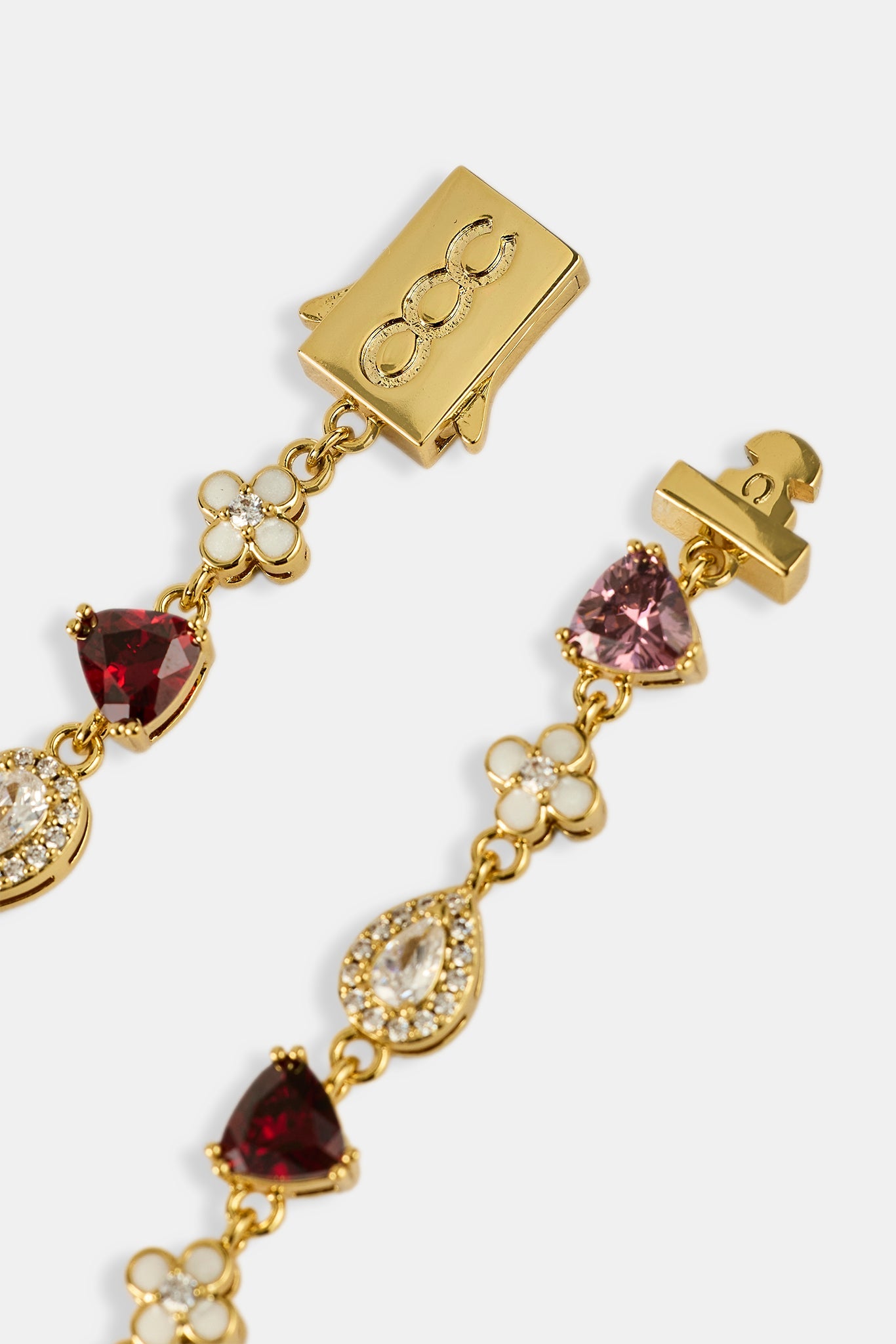 Iced Motif Pink Multi Gemstone Bracelet - 6mm