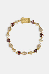 Iced Motif Pink Multi Gemstone Bracelet - 6mm