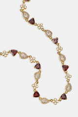 Iced Motif Pink Multi Gemstone Chain - 6mm