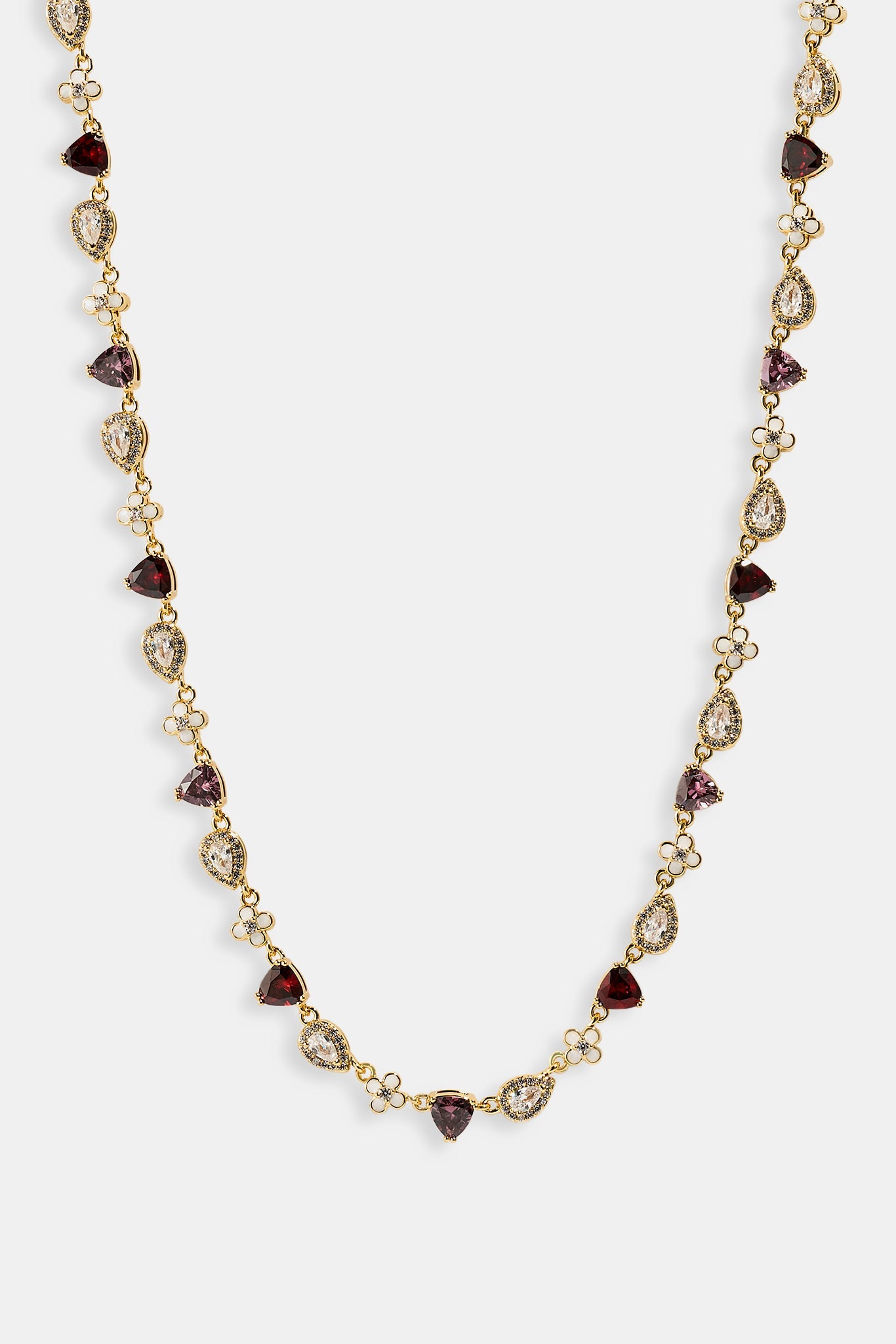 Iced Motif Pink Multi Gemstone Chain - 6mm
