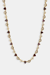 Iced Motif Pink Multi Gemstone Chain - 6mm