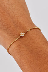 Iced Motif Rolo Bracelet - 6mm - Gold