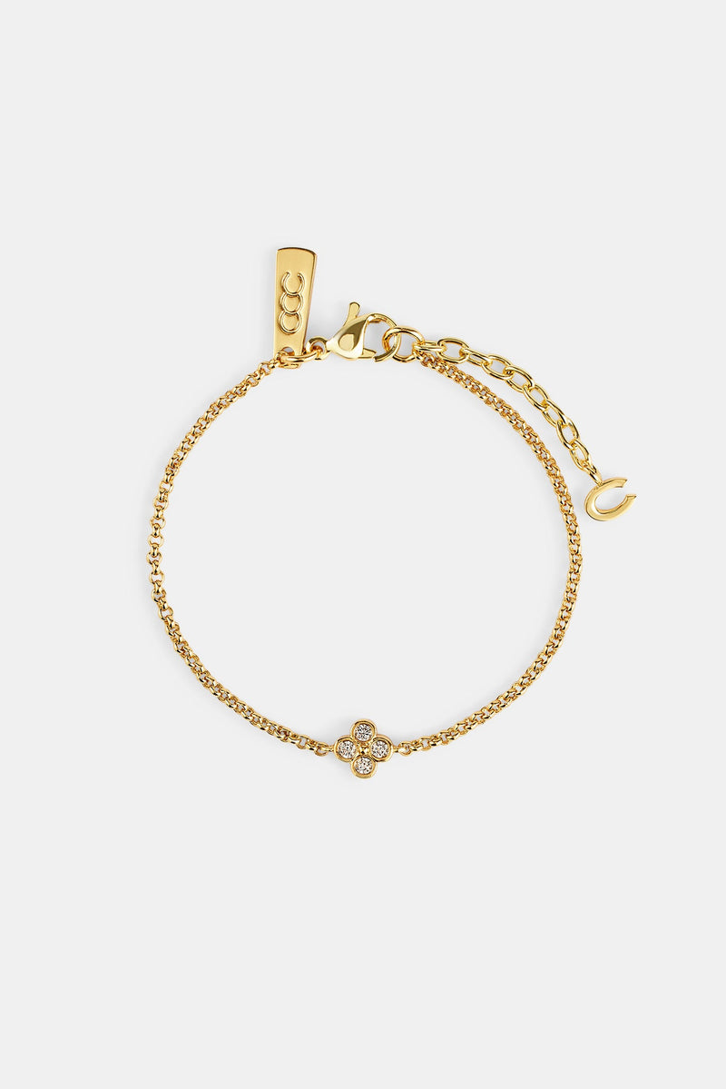 Iced Motif Rolo Bracelet - 6mm - Gold