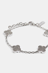 Iced Motif Rolo Link Bracelet - 12mm - White
