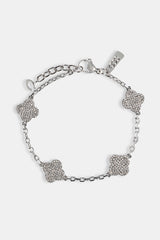Iced Motif Rolo Link Bracelet - 12mm - White