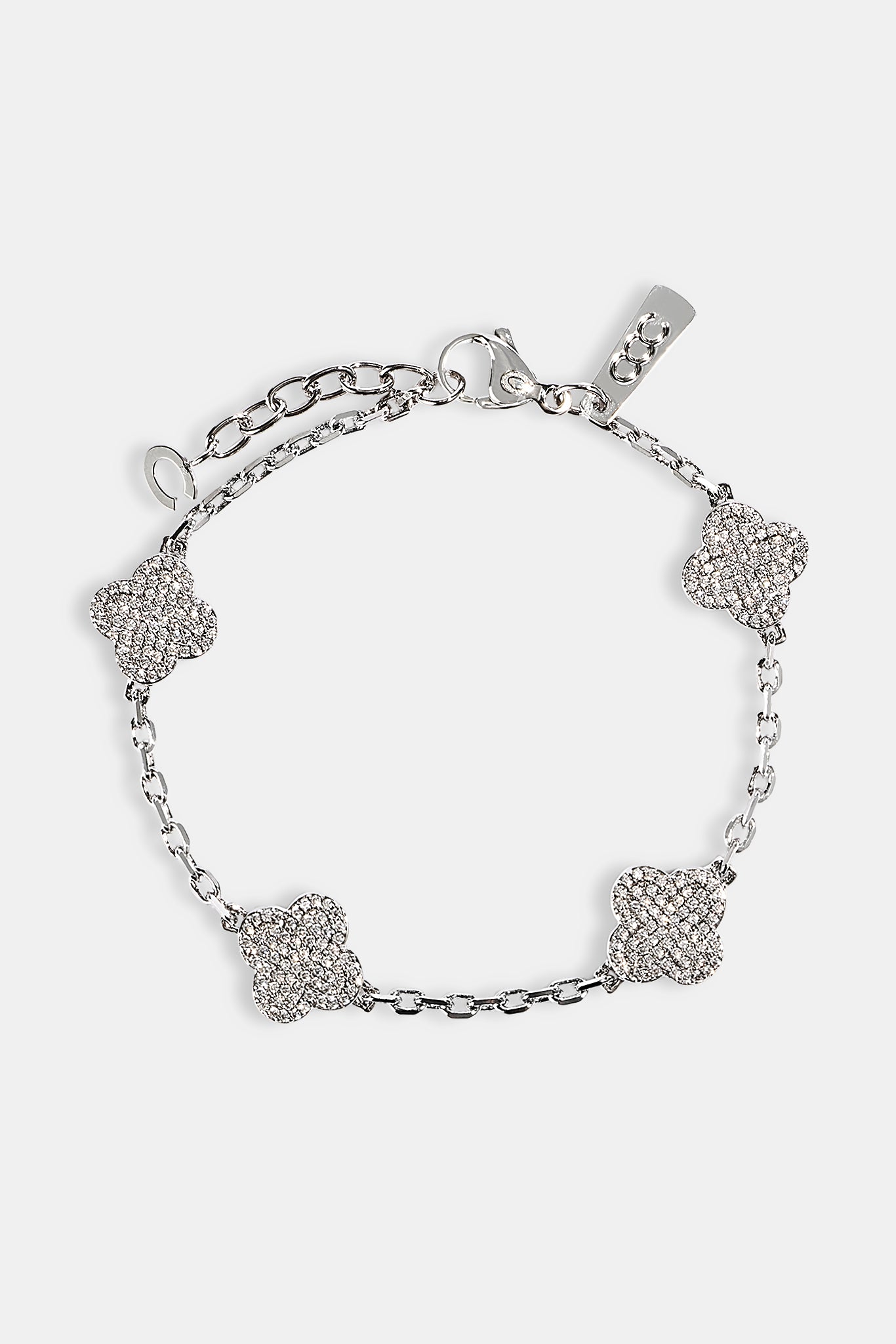 Iced Motif Rolo Link Bracelet - 12mm - White