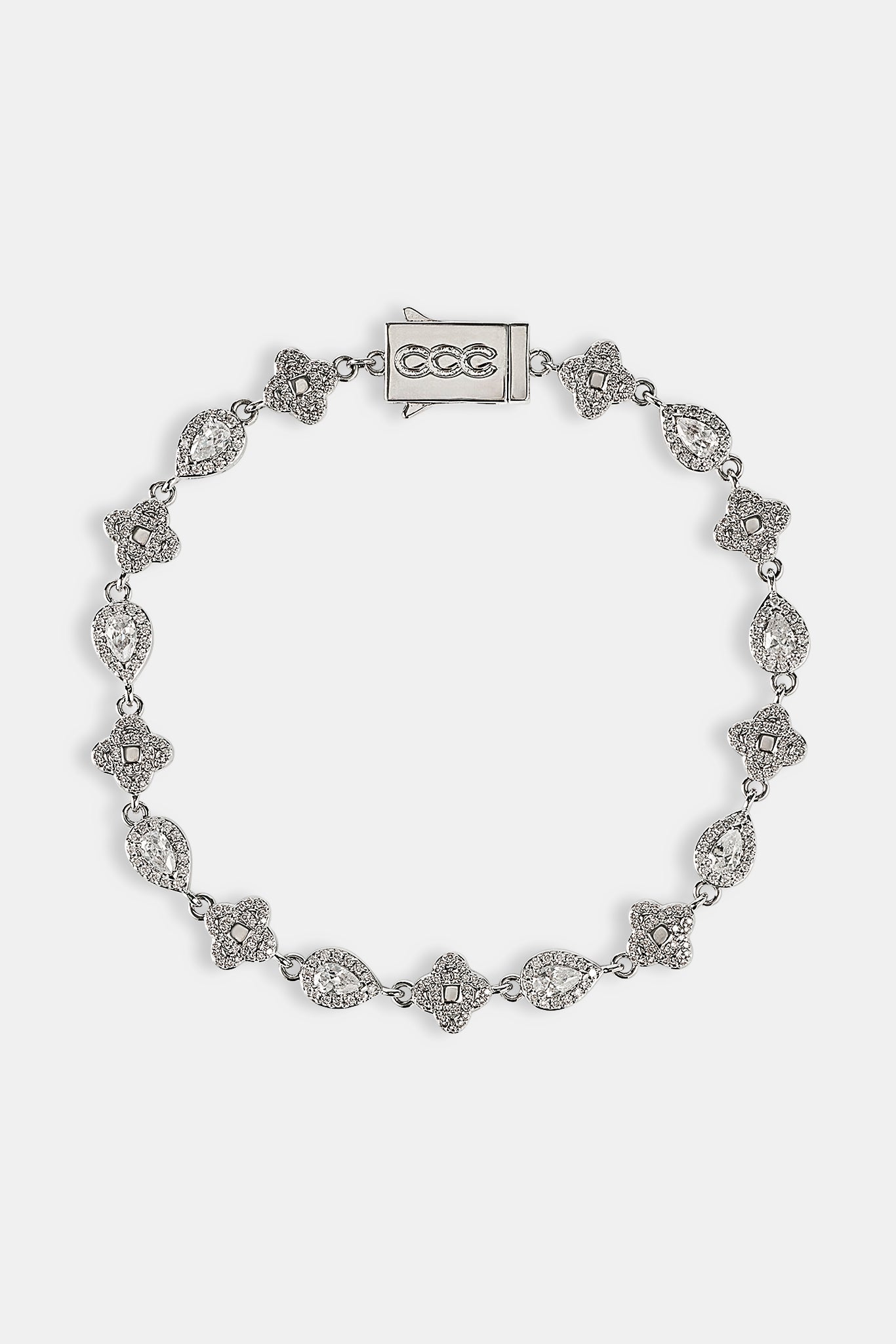 Iced Motif & Pear Gemstone Bracelet - 6mm