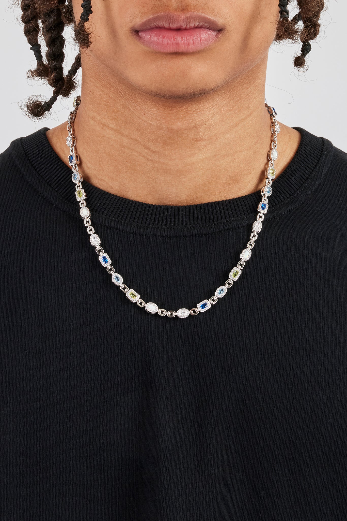 Iced Mixed Gemstone & Opal Link Chain - 6mm | Mens Chains | Shop ...
