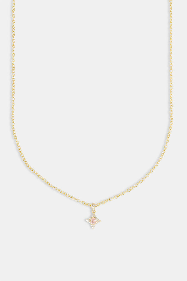 Iced Pink Star Necklace - 10mm