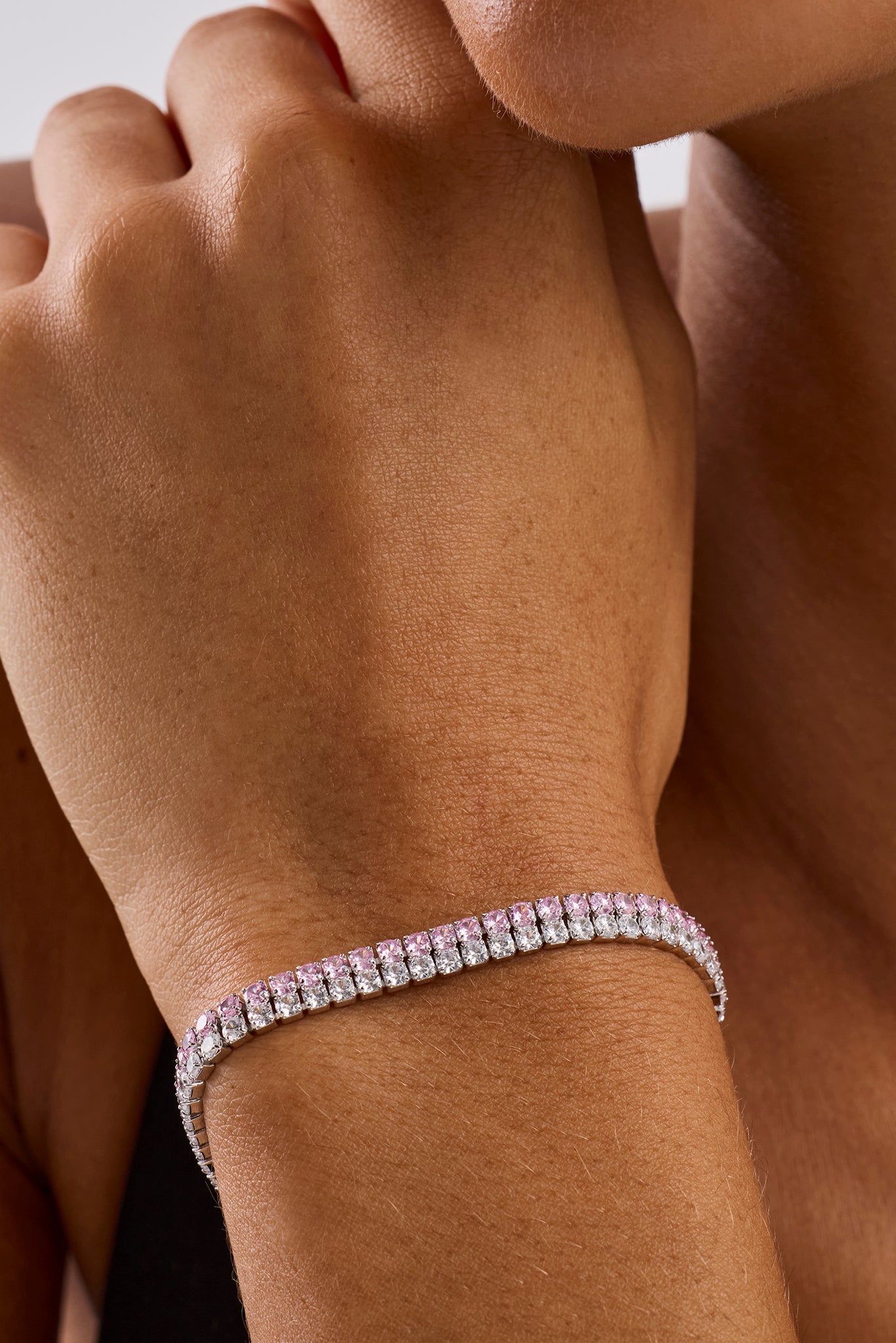 Iced & Pink Double Tennis Bracelet - 5mm