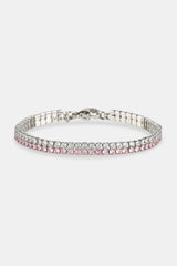 Iced & Pink Double Tennis Bracelet - 5mm