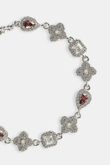 Iced Pink Multi Gemstone Cuban Bracelet - 3mm