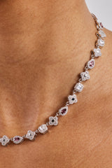 Iced Pink Multi Gemstone Cuban Chain - 3mm