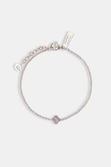 Iced Pink Motif Rolo Bracelet - 6mm - Gold