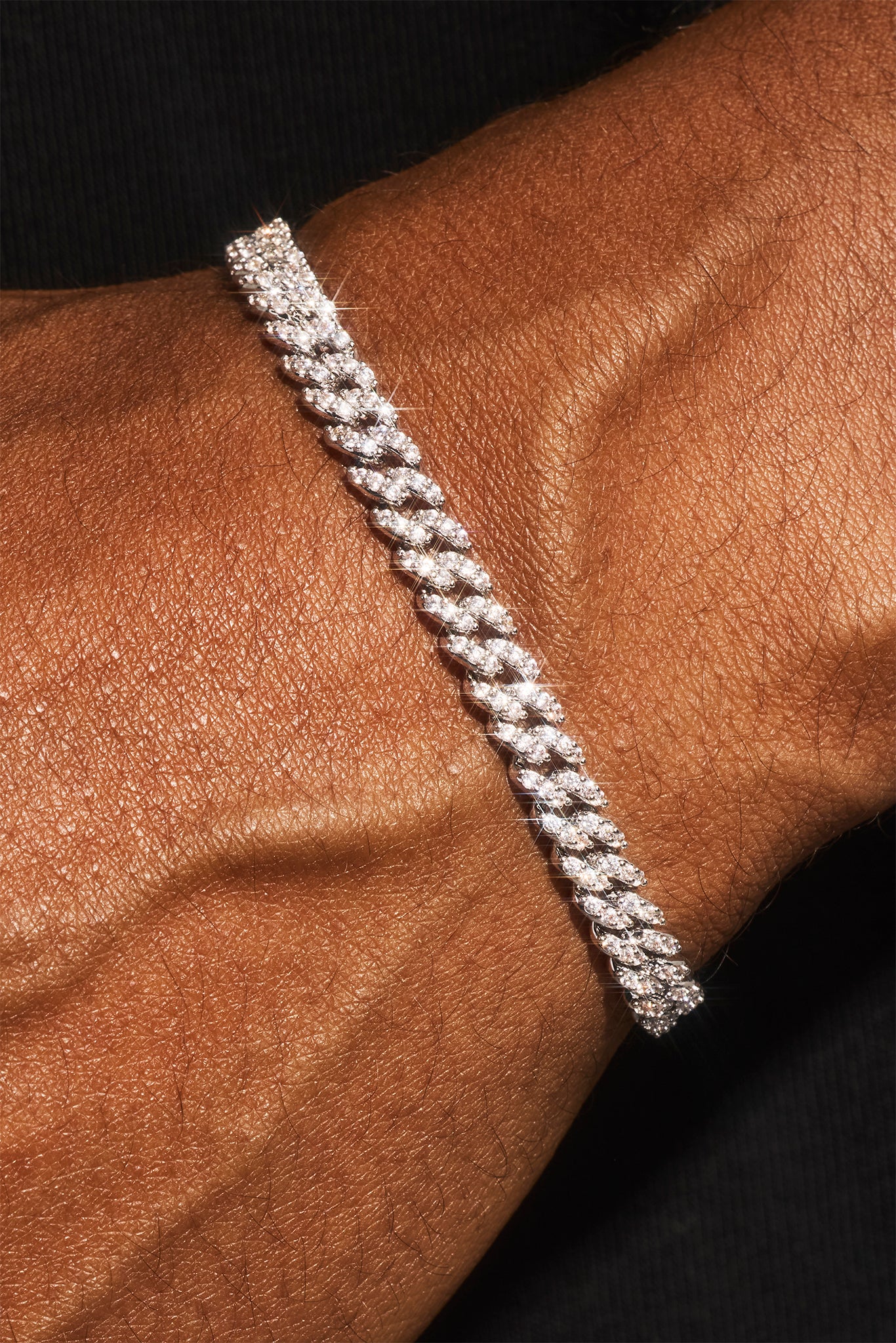 Iced Prong Cuban Bracelet - 5mm - White