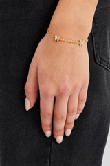 Iced Pave Butterfly Bracelet - 8mm - Gold