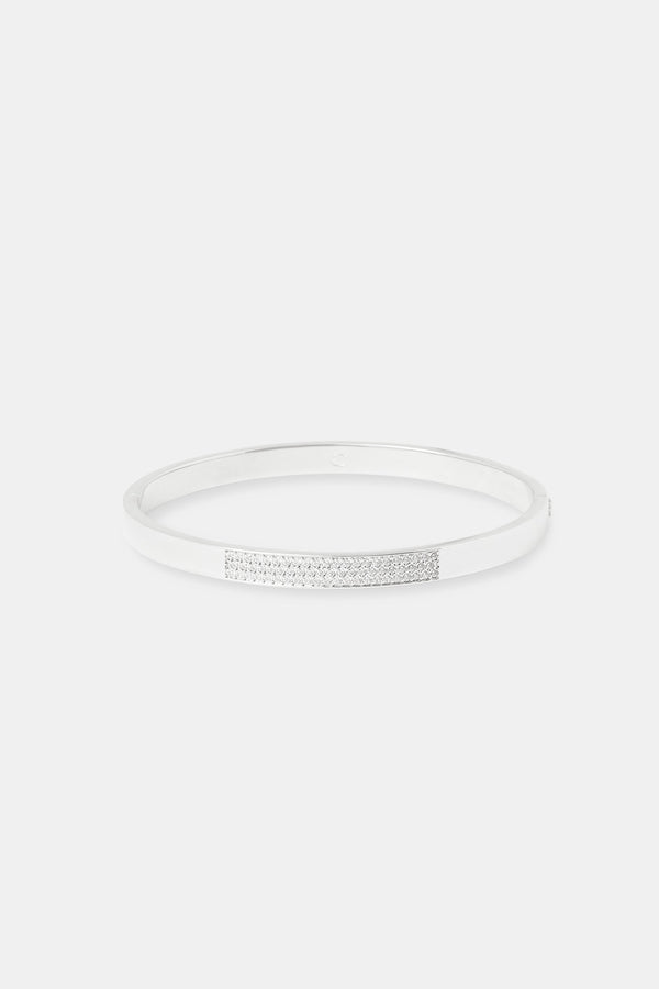 Iced Pave Centre Polished Bangle - 6mm