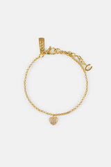 Iced Pave Heart Micro Bracelet - 6mm - Gold