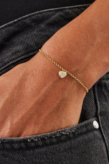 Iced Pave Heart Micro Bracelet - 6mm - Gold