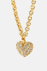 Iced Pave Heart Micro Necklace - 6mm - Gold
