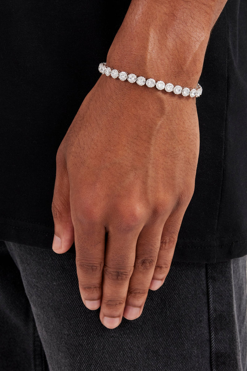 Iced Round Cluster Tennis Bracelet - 6mm