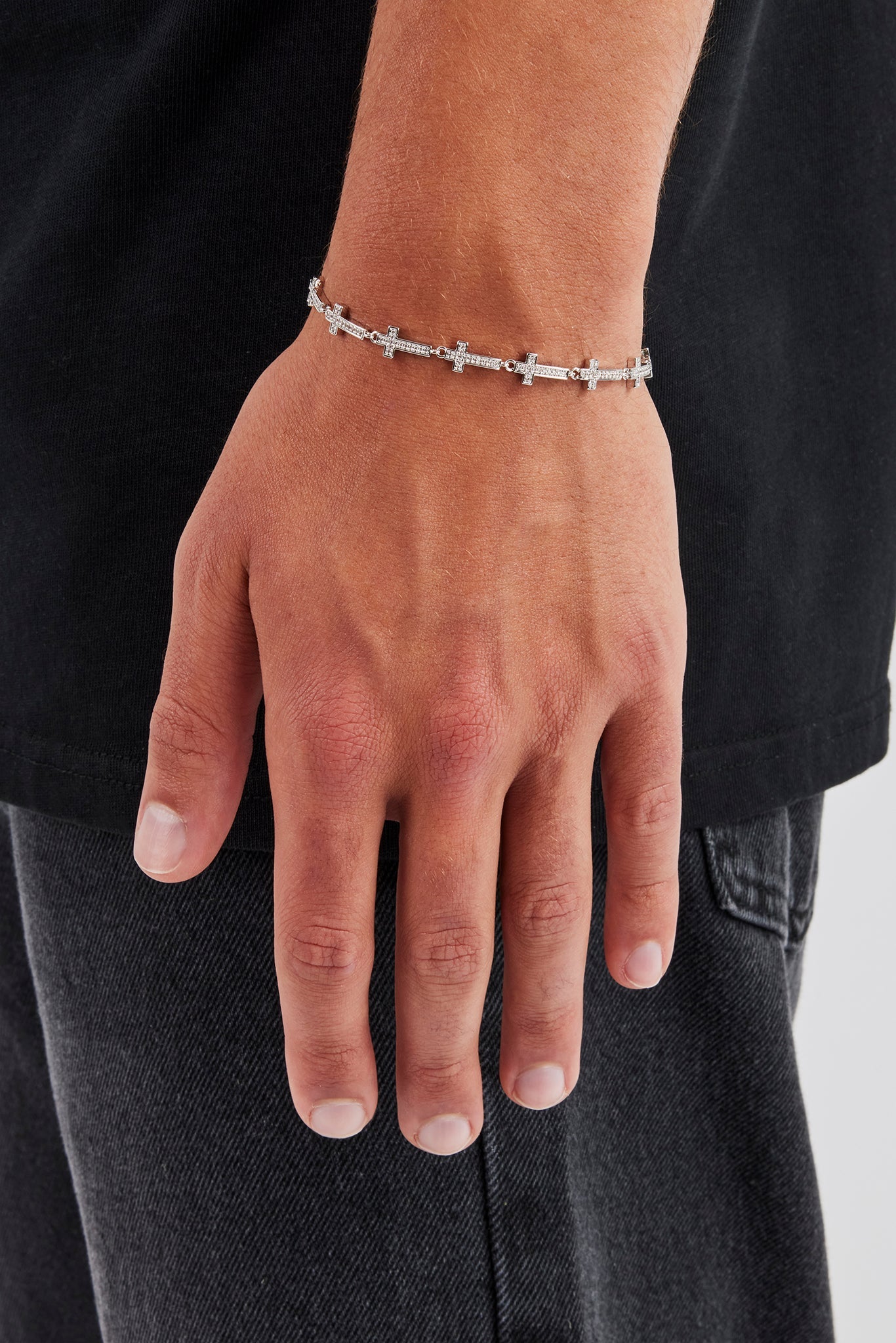 Iced Cross Connecting Bracelet - 6mm