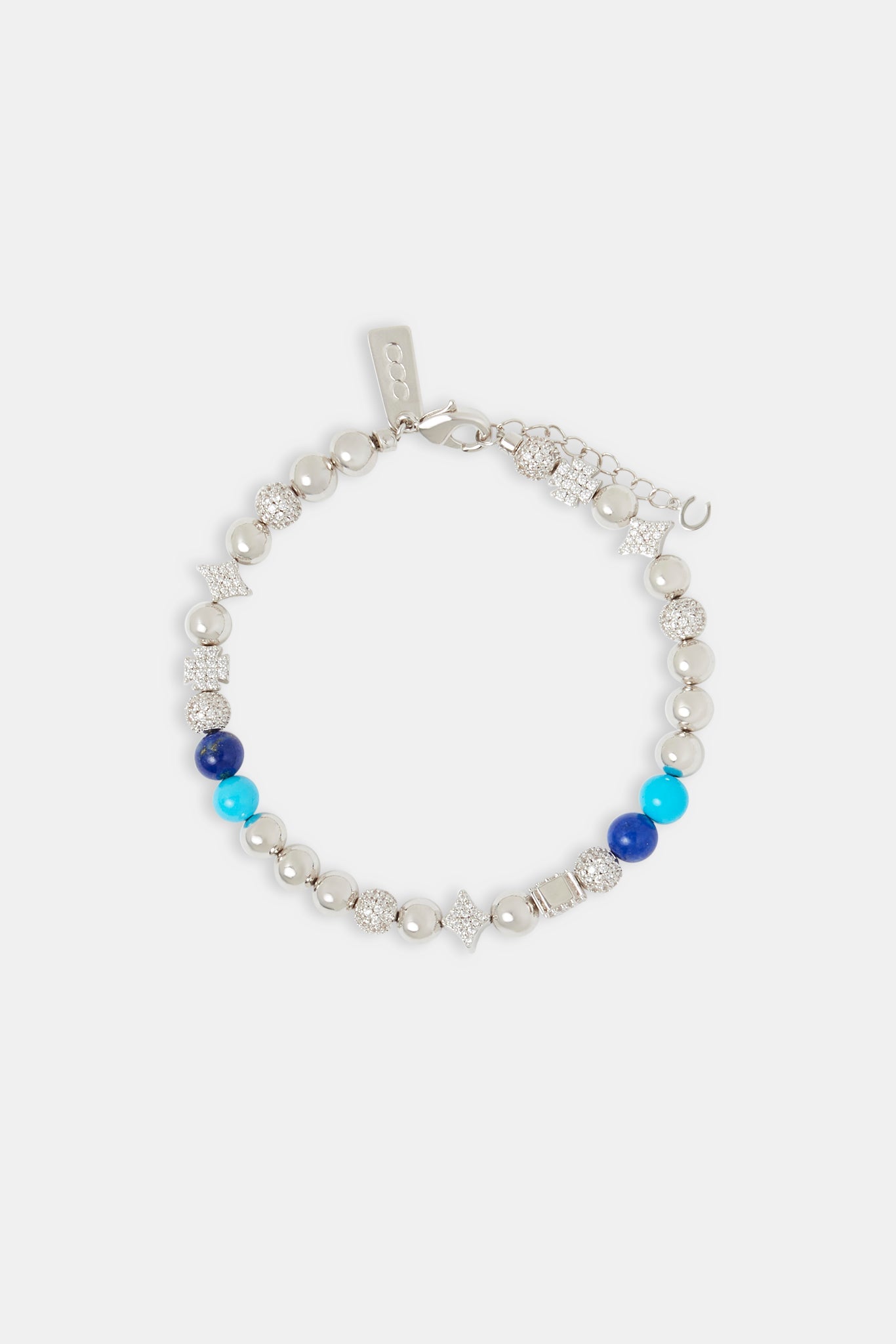 Iced Cross Motif & Mixed Bead Bracelet - 6mm