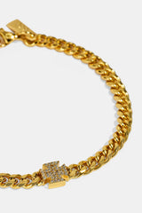 Iced Cross Miami Cuban Bracelet - 8mm - Gold