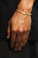 Iced Cross Miami Cuban Bracelet - 8mm - Gold