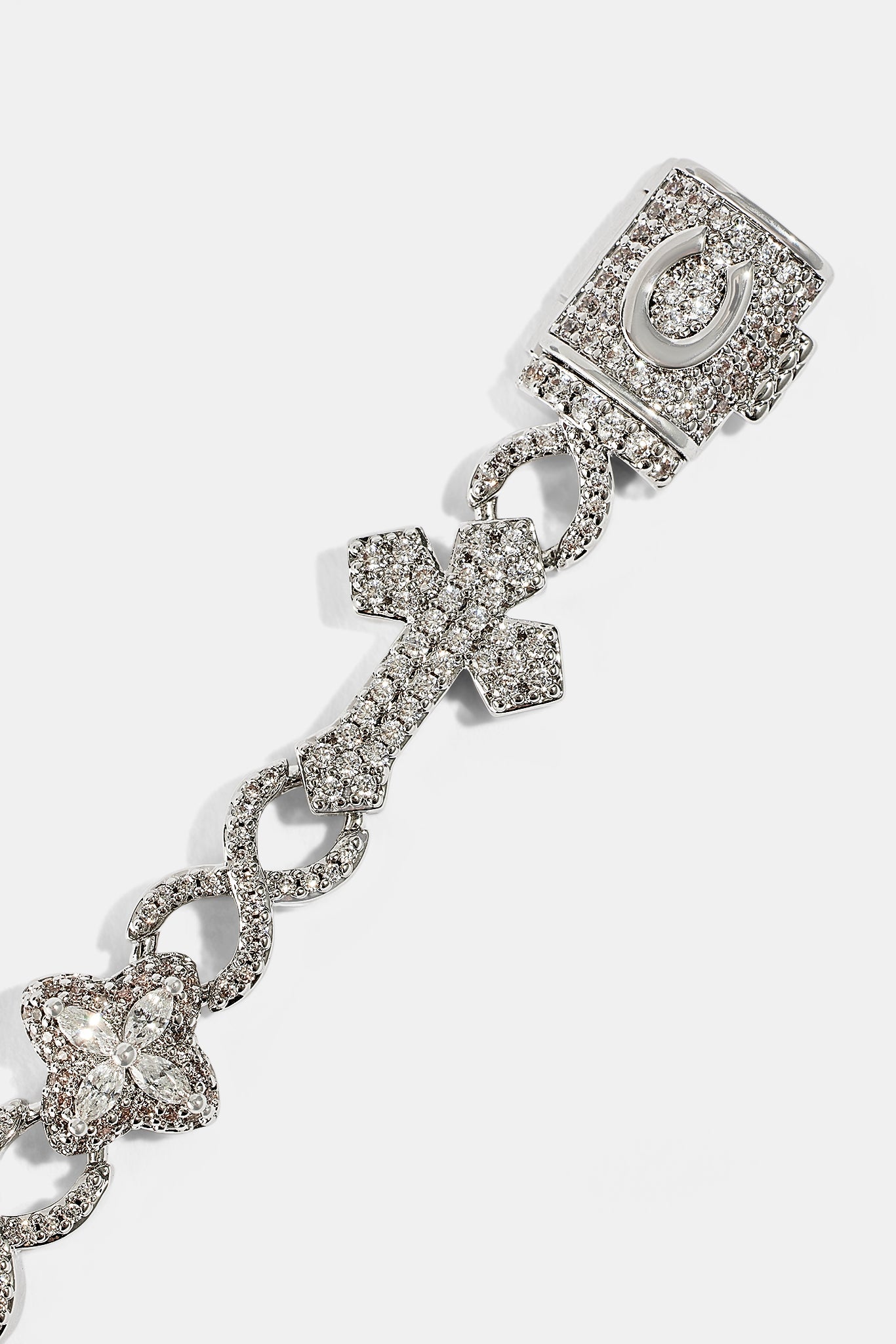 Iced Cross & Motif Infinity Bracelet - 10mm