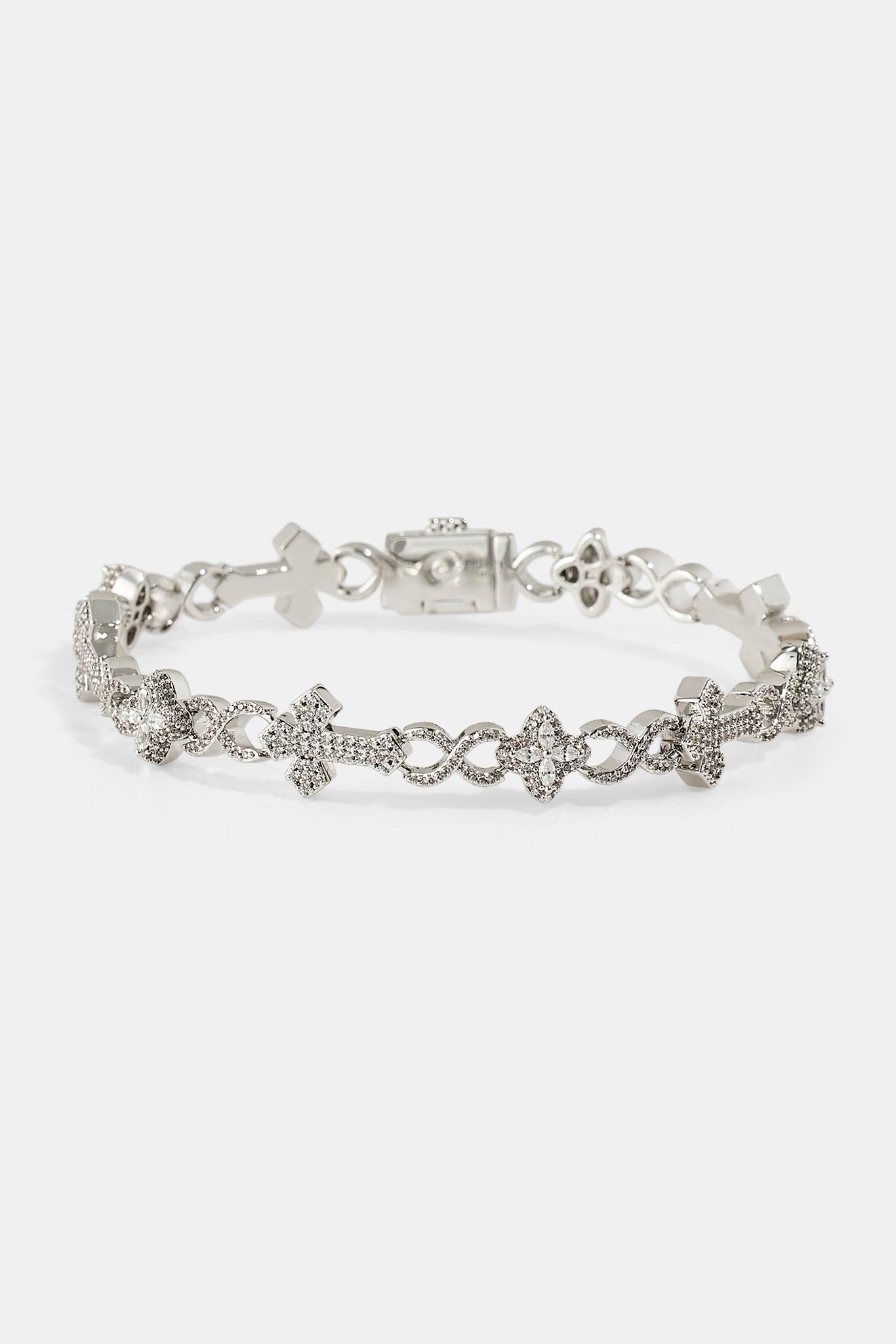 Iced Cross & Motif Infinity Bracelet - 10mm