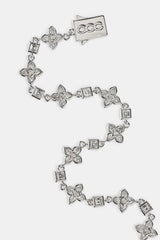 Iced Cross Motif & Square Stone Bracelet - 8mm