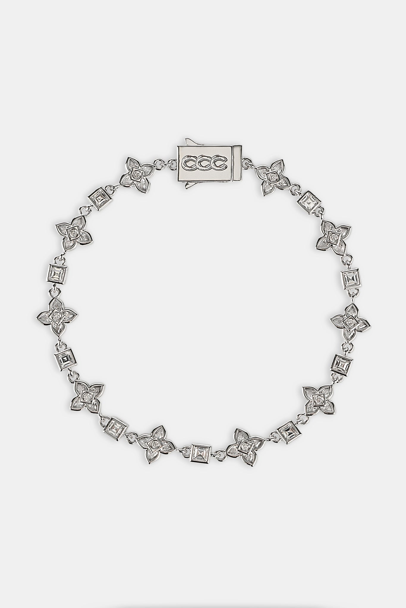 Iced Cross Motif & Square Stone Bracelet - 8mm