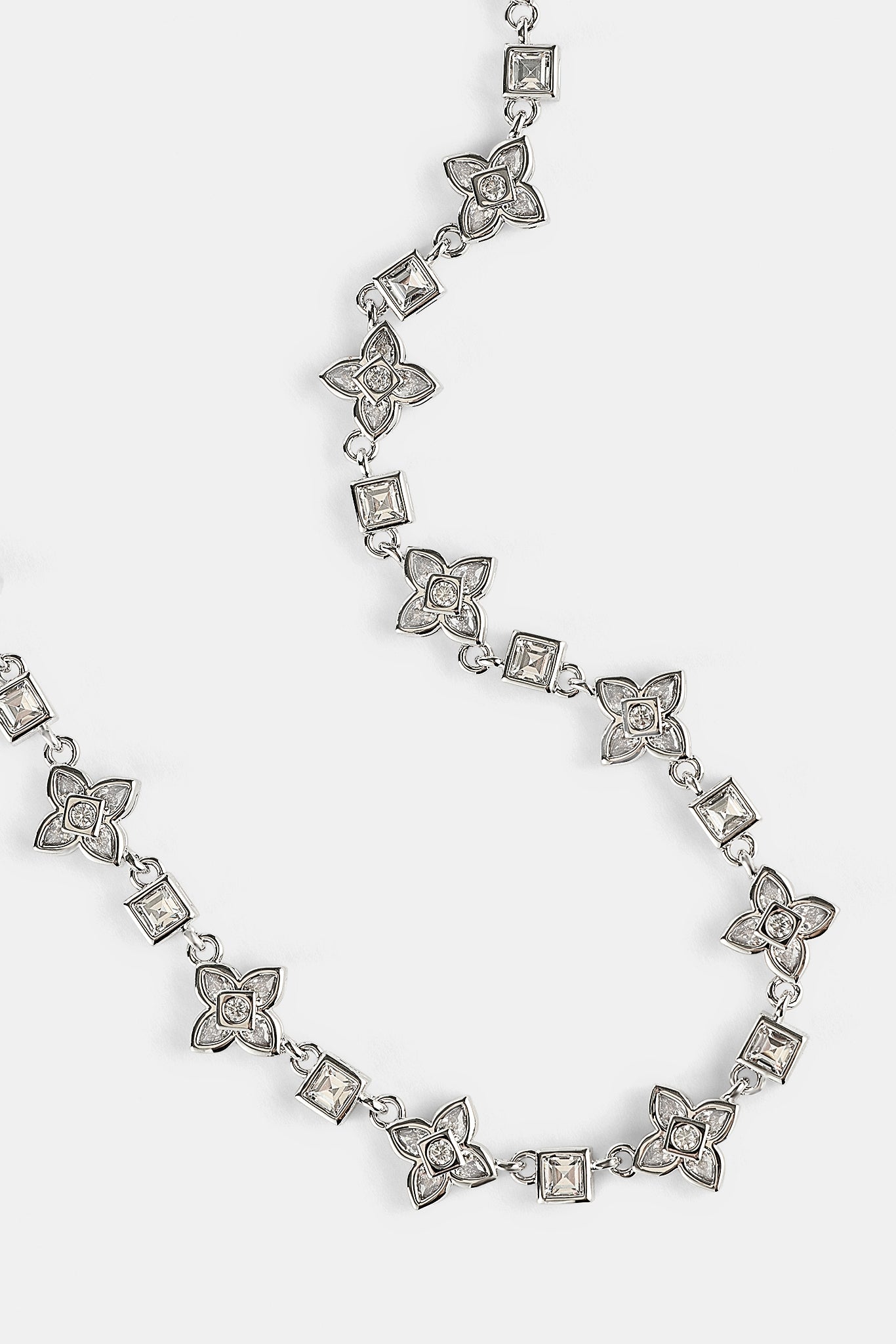 Iced Cross Motif & Square Stone Chain - 8mm