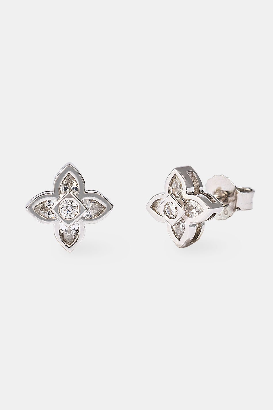 Iced Cross Motif Stone Stud Earrings - 8mm
