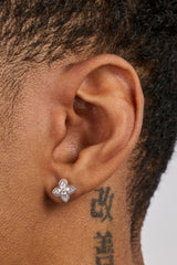 Iced Cross Motif Stone Stud Earrings - 8mm