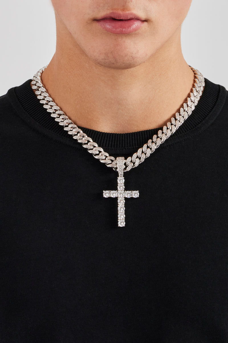 70mm Iced Cross Pendant