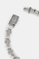 Iced Cross & Stone Bracelet - 6mm