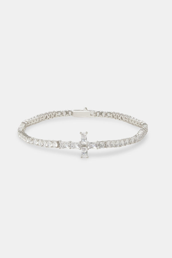 Iced Cross Tennis Bracelet - 3mm