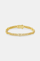 Iced Cross & Star Motif Cuban Bracelet - 6mm - Gold